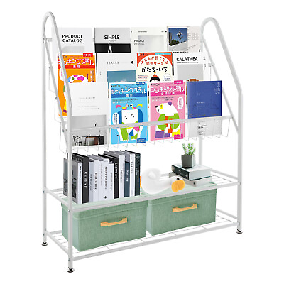 #ad Metal Kids Bookshelf Bookcase Shelf for Room Decor Freestanding White Black US $45.00
