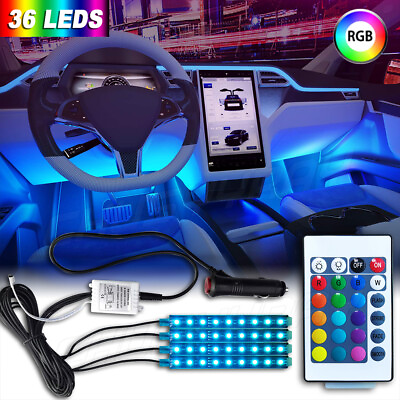 #ad 4pcs RGB Color 5050 LED Lights Strip Under Car Tube Underglow Neon Light Kit $12.34