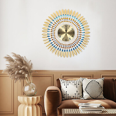 #ad 3D Large Metal Sunburst Wall Clock Modern Luxury Design Wall Clock 27.55quot; Gold $40.95