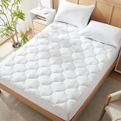 #ad Queen Size Fitted Mattress Pad Bedding Quilted Noiseless Mattress Queen $13.99