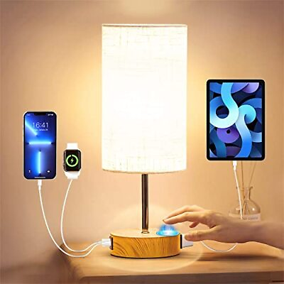 #ad Touch Control Table Lamp 3 Way Dimmable Bedside Desk Lamp with 2 Fast USB Ports $42.86