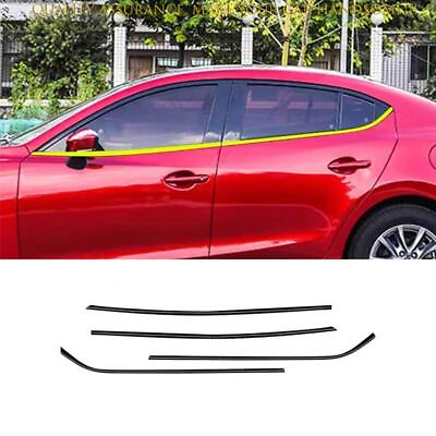 #ad For Mazda 3 Axela Sedan 2014 2018 Black Steel Lower Windows Sill Molding Strip $87.24
