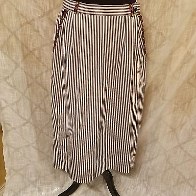#ad Vintage On the Verge Skirt Size 15 16 Striped Black White Retro 80s Pockets Maxi $34.99