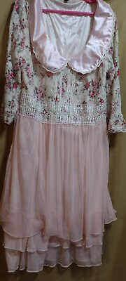 #ad Pink Floral Lacy Dress $8.75