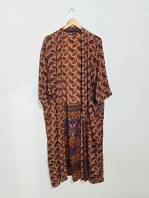 #ad Indian Brown Silk Kimono Bath Robes Silk Long Bath Robes Silk Kimono Robes AU $33.30