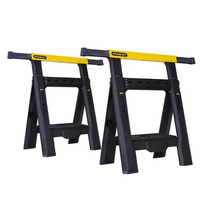 #ad 2 Pack Adjustable Folding Sawhorse Saw Horse Stand Height Width 1000 lb. Black $77.90