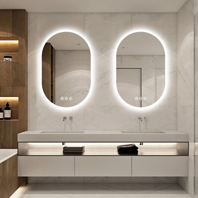 #ad Oval LED Bathroom Lighted Mirror Anti fog Dimmable Touch Switch Vanity Mirror $164.69