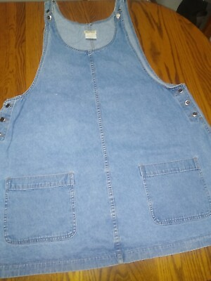 #ad Denim Jumper Dress size 22 24 Front Pockets Blue Made in USA $18.50