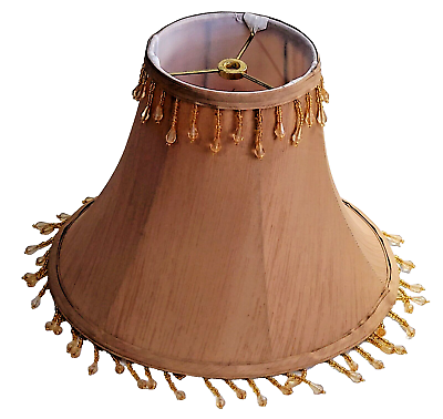 #ad DECORATIVE LAMP SHADE BROWN WITH BEADS AT TOP AND BOTTOM $24.99
