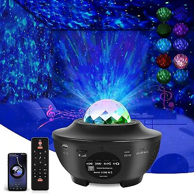 #ad Galaxy Projector Night Light Starry Star Moon Bluetooth Music Lamp w Remote $14.93