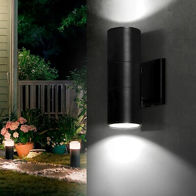 #ad #ad Outdoor Wall Light Cylinder Black Corridor Hallway Wired Cool White Sunsbell NEW $13.45