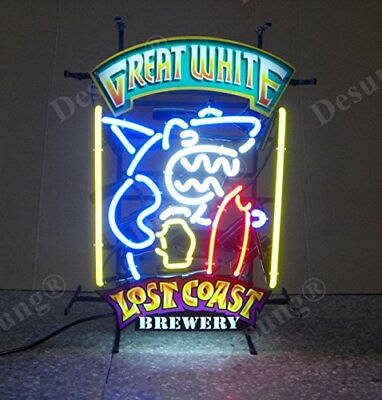 #ad New Great White Lost Coast Brewery Neon Sign 24quot;x20quot; Lamp Poster Real Glass $231.39