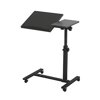 #ad Overbed Bedside Desk Mobile Rolling Laptop Stand Tilting Overbed Table $69.04