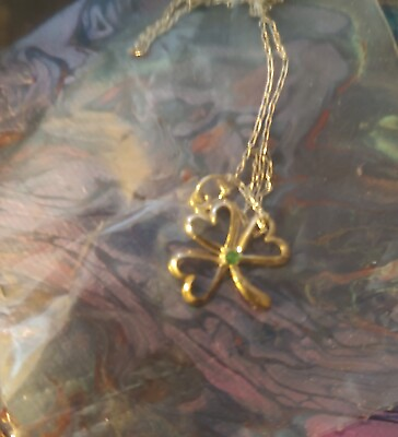 #ad Sterling Silver Avon 4 🍀 Clover Necklace New In Bag Box $25.00