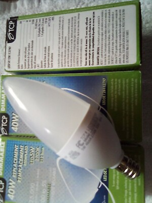 #ad 3 LED Light bulbs TCP LED5E12B1127KF 5 Watts 120 Volts E12 Base Dimmable Frosted $17.00