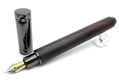 #ad Fountain Pen Ebony Precious Wood medium nib Magnet Cap without ink Japan $149.99