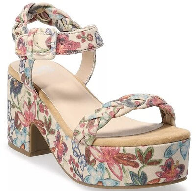 #ad 👡BRAIDED STRAP FABRIC FLORAL BRIELLE SO 3” Platform Sandals Size 10 NEW IN BOX $25.00