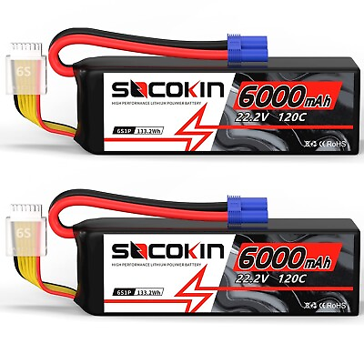 #ad 6S Lipo Battery 22.2V 120C 6000mAh RC Battery Soft Case with EC5 Connector Pl... $297.39