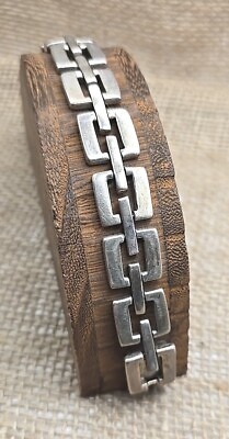 #ad Vintage Sterling Silver Mid Mod Geometric Abstract Bracelet 7.25quot; Mexico $119.00