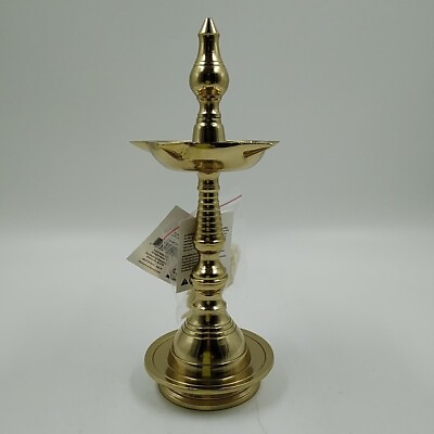 #ad Metal Deep Brass Oil Lamp 10.5quot; Religious Puja Diwali Celebration India New $19.99