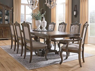 #ad ON SALE 9pcs Traditional Warm Brown Rectangular Dining Table amp; Chairs Set IC19 $2837.74