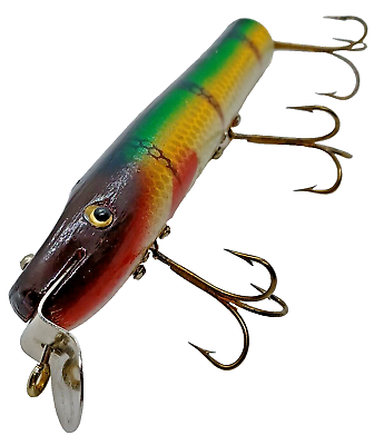#ad Lucky Strike Vintage Fishing Lure Wood Tack Eye Perch Color 4.5quot; Pikie Style $19.99
