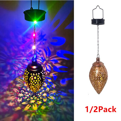 #ad Solar Lantern Multicolor LED Lights Metal Waterproof Hanging Lamp Garden Decor $25.99
