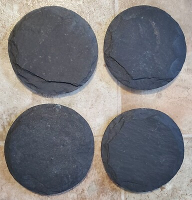#ad Set Of Four Threshold Stoneware Slate Coasters Black USED $4.00