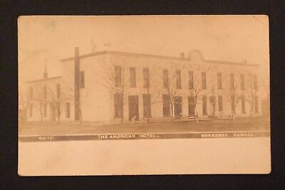 #ad 1908 #101 The American Hotel Wakeeney Kansas B W Photo Post Card 1 Cent $11.99