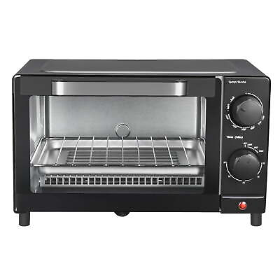 #ad 4 Slice Toaster Oven with 3 Setting Baking Rack and Pan Black $21.58