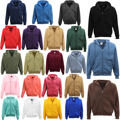 #ad Adult Unisex Zip Plain Fleece Hoodie Hooded Jacket Mens Sweatshirt Jumper XS 8XL AU $14.50