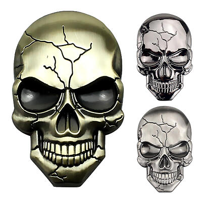 #ad 1 4PCS 3D Skull SOLID Metal Badge 3M Sticker Decal Emblem Car Motorcycle Truck $16.69