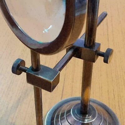 #ad TABLE TOP MAGNIFYING GLASS DESK BRASS MAGNIFIER Antique Nautical Gift $34.14