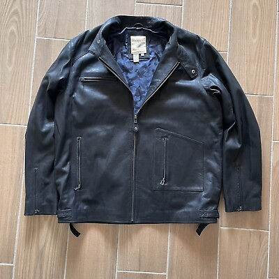#ad TERRITORY AHEAD Moto Racer Men#x27;s Leather Jacket SIZE XL Full Zip Black $95.00