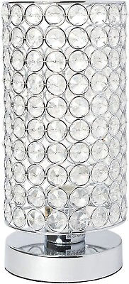#ad Elegant Designs 10.75 in. 1 Light Chrome Elipse Crystal Bedside Table Lamp $30.00