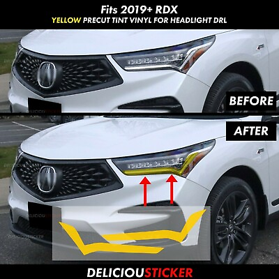 #ad Fits 2019 2024 Acura RDX YELLOW Headlight Front DRL Overlays Tint Vinyl ppf $35.99
