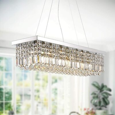 #ad #ad 60CM 80CM K9 Crystal Rectangle Chandeliers Modern Home Bar Pendant Lamp Lighting $135.99