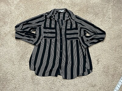 #ad Express Womens Shirt Size Large Multicolor Striped Portofino Shirt Button Down $14.99