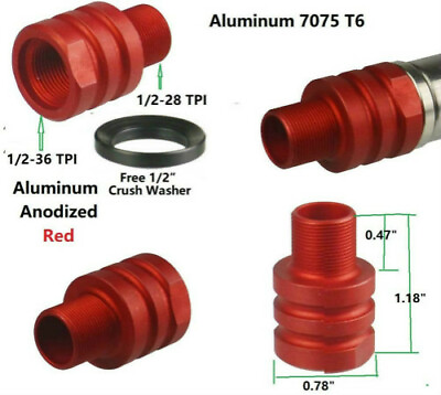 #ad Red Color Adapter Converter 1 2#x27;#x27;x36 TPI Thread to 1 2#x27;#x27;x28 TPI Thread Converter $12.99