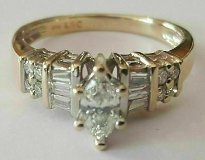 #ad 2.50CT Marquise Lab Created Diamond Wedding Women#x27;s Ring 14K Yellow Gold Plated $77.99