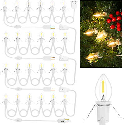 #ad Accessory White Cord with 24 LED Light Bulbs and Outlet Village Light Pack of 4 $72.81