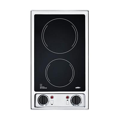 #ad Summit Appliance Electric Cooktop 2 Elements Radiant Black Stainless Steel Trim $362.01