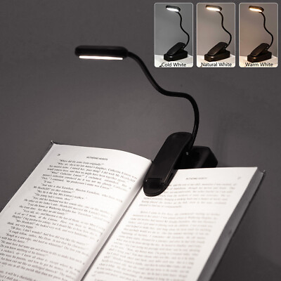 #ad LED Reading Book Light 3 Color Clip Flexible Portable Bed Travel Desk Laptop $11.40