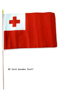 #ad 12x18 12quot;x18quot; Tonga Country Stick Flag 30quot; wood staff $8.88