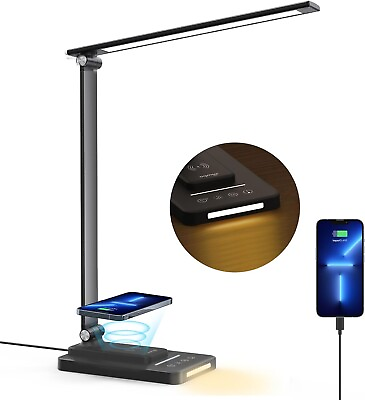 #ad Sympa LED Desk Lamp Desk Lamp with Wireless Charger Dimmable Desk Light with 2 $51.80