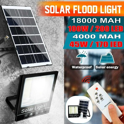 #ad Outdoor Flood Light 25W 100W Solar Dusk Dawn LED Road LampSolar PanelRemote $28.99