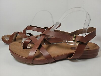 #ad Kork Ease Womens 10 M Leather Toe Ring Strappy Flat Sandals Buckle Shoes $38.99