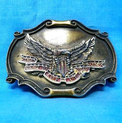 #ad Right To Keep And Bear Arms 2nd Amendment Belt Buckle Vtg 70s Raintree .MMR001 $23.99