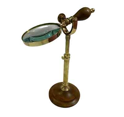 #ad 4quot; Magnifying Glass On Wooden Base Adjustable Desk Stand Reading Magnifier $67.12