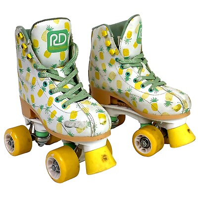 #ad Roller Derby Candi Girl Lucy Adjustable Roller Skates sz 12 2 White amp; Pineapples $22.49